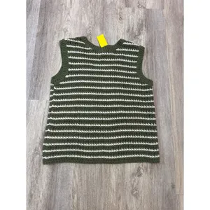Lands End Womens Green White‎ Striped Knit Sweater Tank Vest Size Medium New thumbnail 3