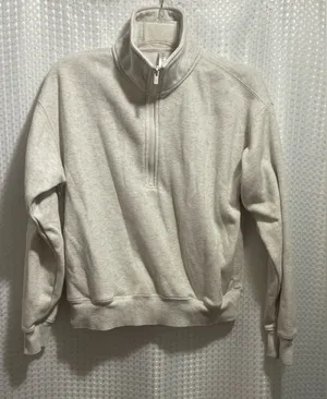Fabletics Men's Off-White Zip-Up Sweater thumbnail 1