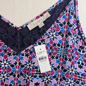 LOFT Navy, Pink & Light Blue Geometric Spaghetti-Strap Cami Top thumbnail 2