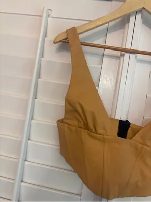 Zara Gold Faux Leather Crop Tank Size Small thumbnail 3