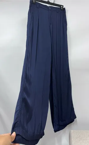 aerie Wide-Leg Satin Pants in Navy Women's thumbnail 1