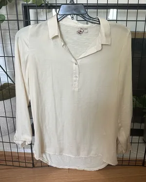 last chance Dolan Cream Button Down Shirt with Notched Collar thumbnail 1