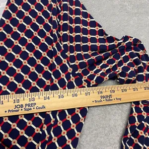Talbots‎ Shirt Womens Large Blue Red V Neck Pullover Ruched Knit Stretch Classic thumbnail 5