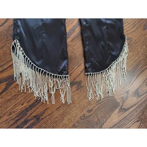NWT Altar'd State Black Satin Rhinestone Dangle Pant Western Rodeo Whimsygoth thumbnail 4
