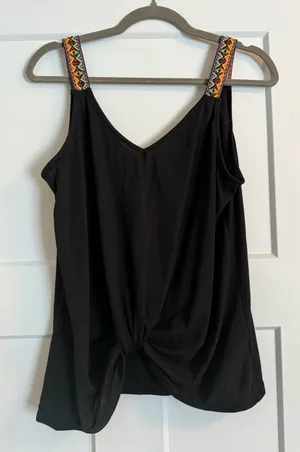 Embroidered strap tank Black Size L thumbnail 1