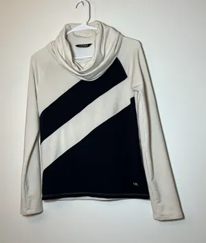 Lauren Ralph Lauren Womens Cowl‎ Neck Sweater Cream Black Viscose Stretch Sz S? thumbnail 1