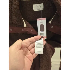 T.S. Women's S Burgundy Teddy Fleece 1/4 Snap Pullover Sweatshirt NWT MSRP $64 thumbnail 11