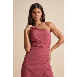 Lulus Adeline Rusty Rose One Shoulder Scarf Maxi Dress Formal Evening Large NWT thumbnail 4