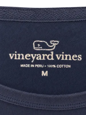 Vineyard Vines Navy Long Sleeve Pocket Tee Whale Logo Size M 100% Cotton thumbnail 3