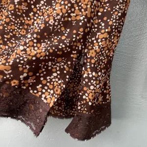Notations Vintage Y2K Top Size M Babydoll Brown Ditzy Floral Lace Trim Boho Fairy Grunge thumbnail 5
