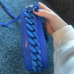 Blue purse with blue chain detailing thumbnail 4