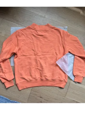 PARKE Varsity Mockneck Sweatshirt Creamsicle Orange + Rose Pink Small/Medium NWT thumbnail 6