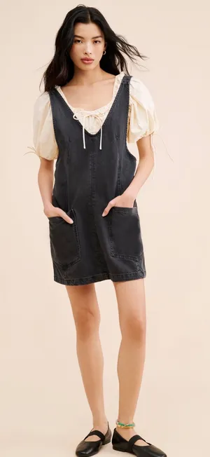 We the free high roller denim dress thumbnail 1