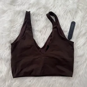 Nike Skims Matte V-Neck Longline Bra Dark Sepia Size Small thumbnail 6