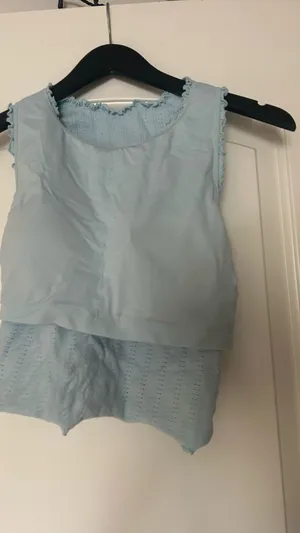 Target Light Blue Eyelet workout top thumbnail 3