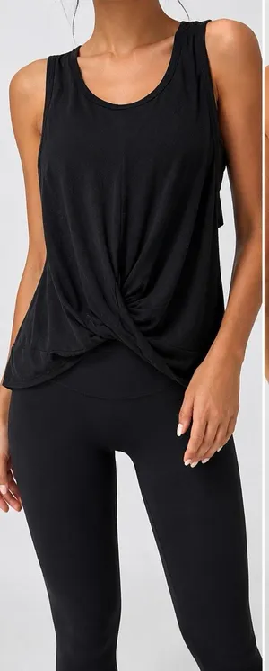 Beyond Yoga Black Twist Front Tank Top Size L Relaxed Athleisure Yoga thumbnail 1