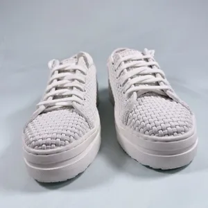 On‎ 34th Size-6M Women's Lusille Woven Lace-up Sneakers, White thumbnail 8