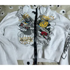 Ed Hardy White Cropped Zip Up Hoodie thumbnail 3