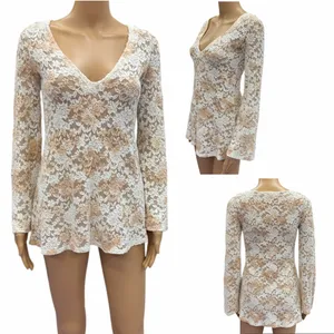 T Party Floral Lace Sheer Long Sleeve Tunic Top Womens Small thumbnail 6