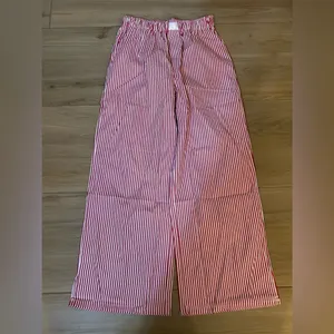 NEW Elastic Striped Y2K Wide Leg Low Waist Lounge Pants Pockets M thumbnail 3