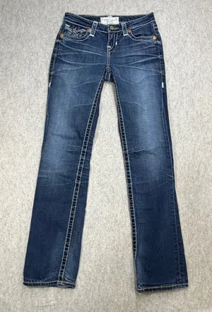 Big Star Jeans Womens 25 Nina Blue Y2K Western Thick Stitch Low Rise Straight thumbnail 1