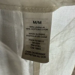 White Linen Blend Embroidered Blouse Size M thumbnail 3