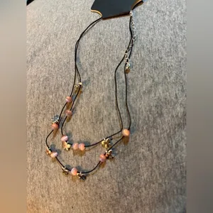 Pink and Black Beaded Butterfly Necklace NWT thumbnail 4