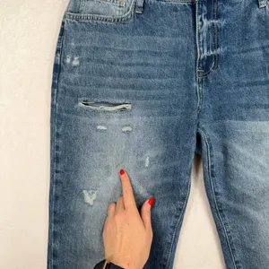 Flamingo XL 36 Ripped Raw Hem Mid Rise Straight Leg Cropped Jeans Boho Relaxed thumbnail 7