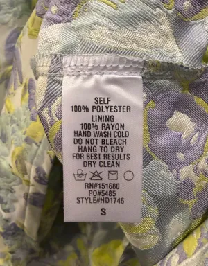 Storia Brocade Print Floral / Leaf Detail Ribbon Strap A-Line Babydoll Dress thumbnail 7