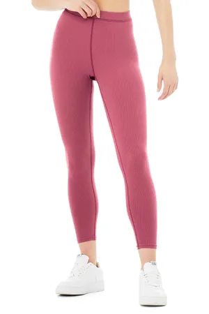 Alo Ribbed High-Waist 7/8 Blissful Legging - Raspberry Sorbet thumbnail 1