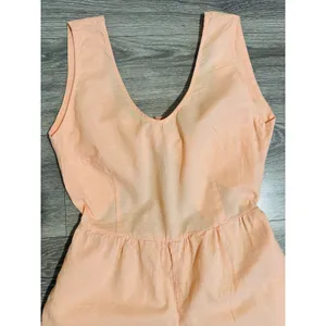 Cottagecore Peach‎ Sleeveless Wide Leg Jumpsuit XS Open Back Tie Pocketed Romper thumbnail 9