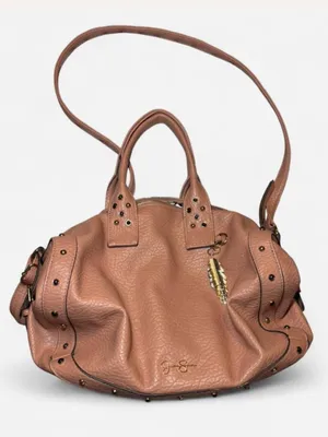 Jessica Simpson Pink Textured Handbag with Stud Accents thumbnail 1