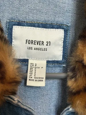 Forever 21 Cheetah Denim Jacket Fur thumbnail 5