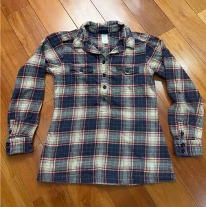 Patagonia Womens Organic Cotton Plaid Flannel Tunic Shirt‎ Blue Red Yellow 4 thumbnail 1
