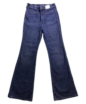 J.Crew 96 Flare Jeans Womens 24 Blue New High Rise Patch Pocket RE-96-IDG‎ thumbnail 1