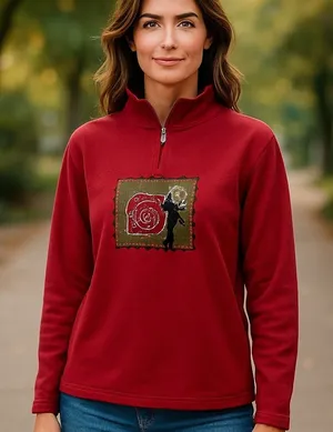 Breckenridge Sweatshirt Womens LG Red Embroidered Beaded VTG Cottagecore Camping thumbnail 1