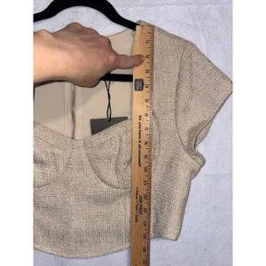 Le Lis Collection‎ Beige Tweed Bustier Crop Top Short Sleeve NWT Large thumbnail 8