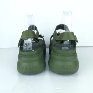 Crocs Soho Y Strap Sandals Womens 8 Army Green Platform Chunky Gem Charms Y2K thumbnail 7