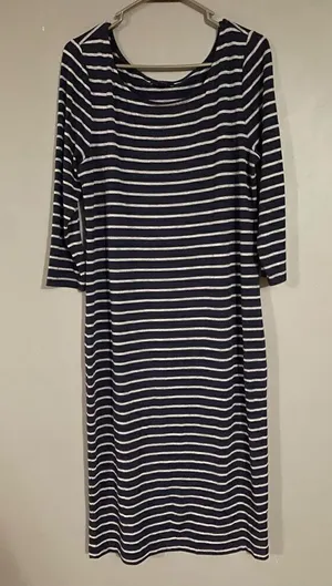 Gap Navy White Long Sleeve Knit MIDI Dress Size Large thumbnail 1