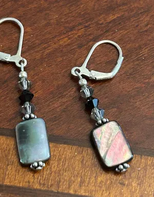 C437 Earrings 925 sterling silver very nice mother of pearl thumbnail 1