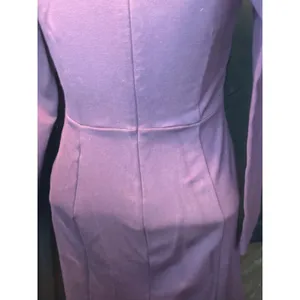 Ann Taylor‎ Petite Purple Long Sleeve Boat Neck Flounce Hem Sheath Dress 0P thumbnail 3