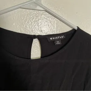 Whistles‎ Women's Size 10 Black Rosanna Shirred Top Long Sleeve Crewneck Keyhole thumbnail 14