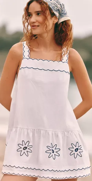 Celandine Cotton Scalloped Daisy Mini Dress thumbnail 2
