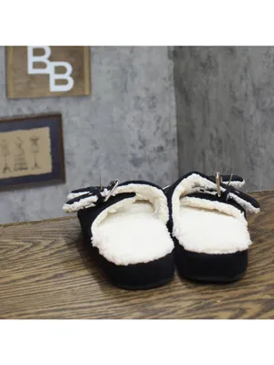 NWT Isotoner Womens Microsuede Double Buckle Slide Slippers 8532 Black S (6.5-7) thumbnail 7