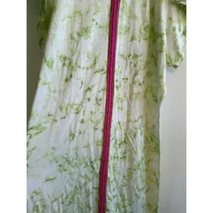 Pitusa Tie Dye Maxi Dress Lime Green Pink Trim‎ Pima Cotton Modal Petite Peru thumbnail 2