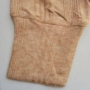 Ribbed Mock Neck Top Womens Puff Shoulder Camel‎ Tan Fall Layering New Size M thumbnail 4