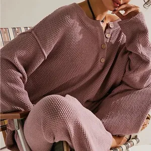 FP BEACH HAILEE SWEATER SET HENLEY PULLOVER & WIDE LEG PANT purple Maeve thumbnail 2