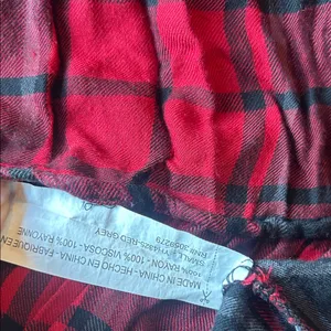 Thread & Supply Red Black Plaid Peplum LS Blouse Size Small thumbnail 6