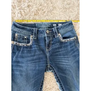 Miss Me‎ Mid Rise Skinny Jeans Embellished Pockets Rhinestones Sequins Size 26 thumbnail 6