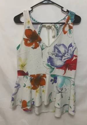 Anthropologie 9 H15 STCL Postmark Flynn Floral Peplum Textured‎ Tank Size Medium thumbnail 1